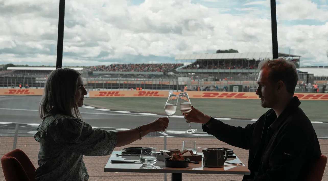 The Gallery Restaurant & Bar - Escapade Silverstone - Trackside Table, Champagne, Couple Valentines Day