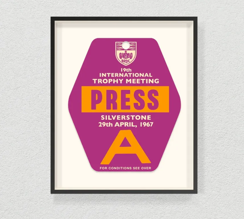 1967 Silverstone International Trophy Meeting Press Pass Tag - Ella Freire