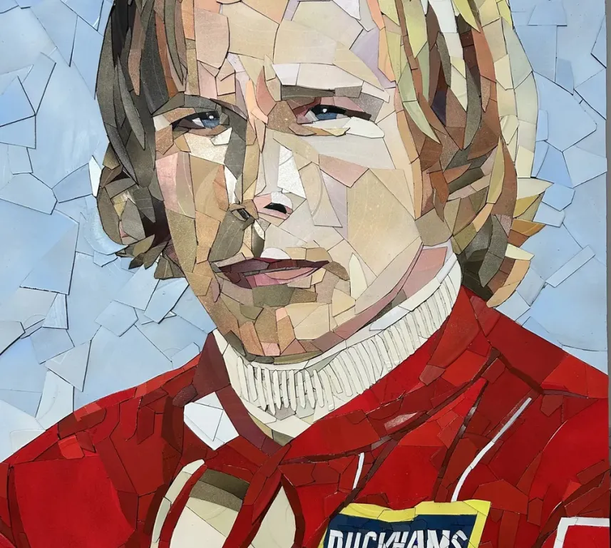 James Hunt mosaic portrait by Ed Chapman