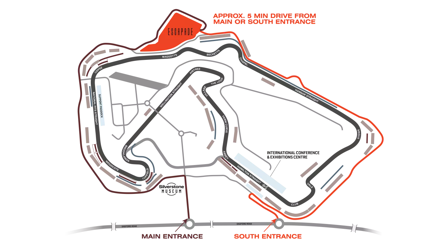 map from silverstone to escapade